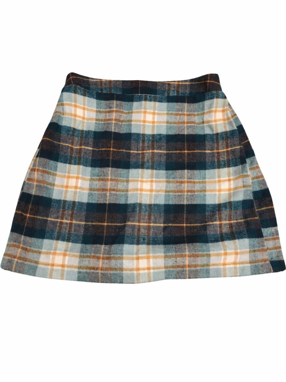 American Eagle Plaid Mini Skirt in Fall Colors Teal, Gray, And Tan, Size XS